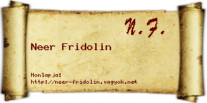 Neer Fridolin névjegykártya